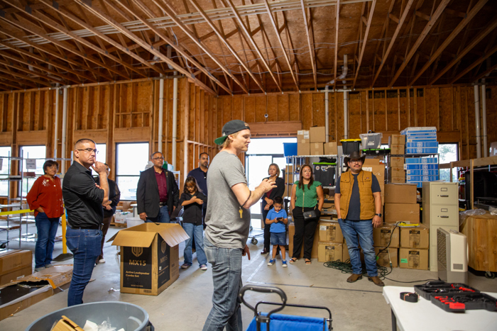 The tour reaches the warehouse space.