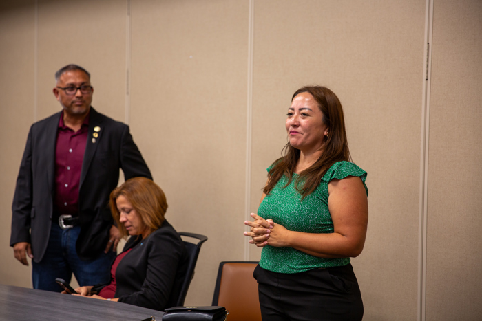 Mayor Pro Tem Raul Telles and Councilor Bertha Salmon during the workshop.