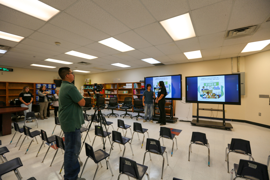 Warrior Media students run the camera during reader interviews.
