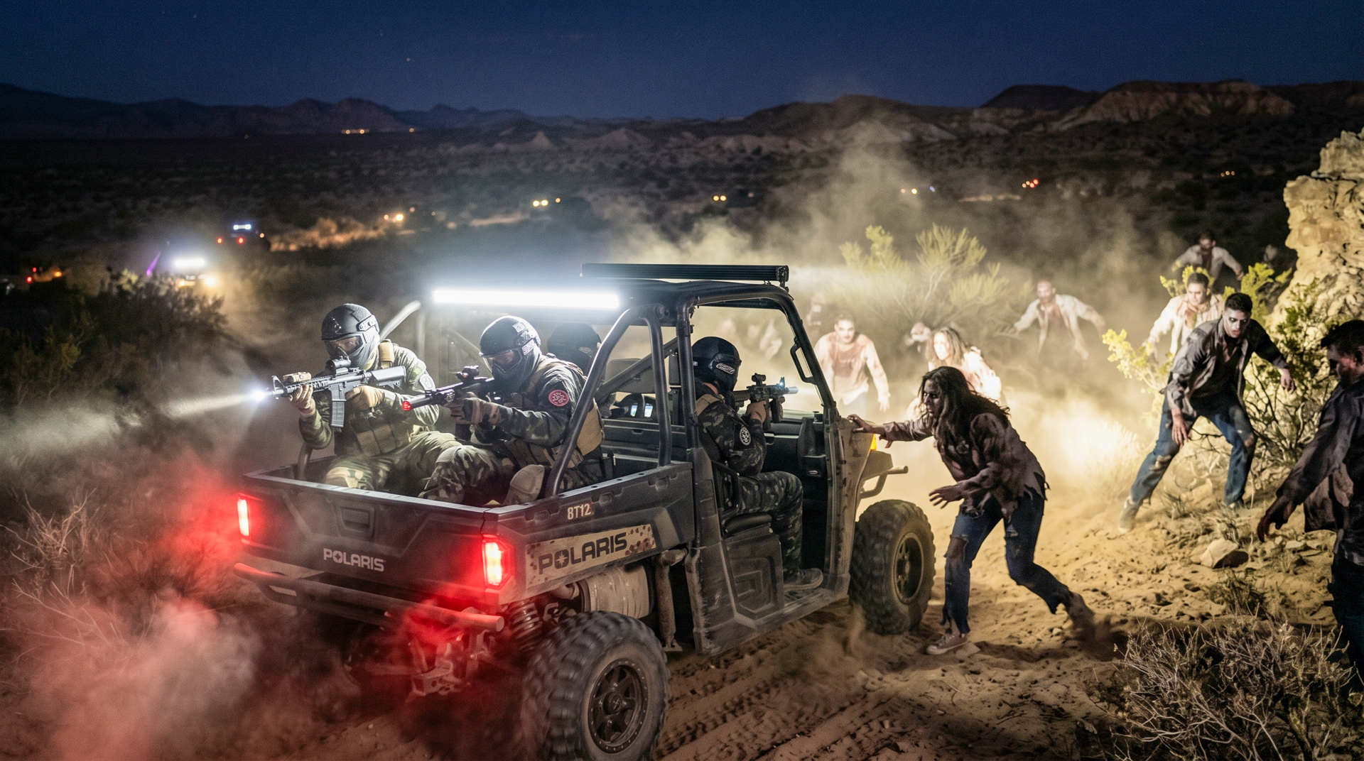 Zombie Outbreak: Airsoft + Offroad. Sunday, October 25, 4:00 to 10:00 PM at the Sunland Park Sports Complex, 4700 McNutt Rd., Santa Teresa, NM 88008.