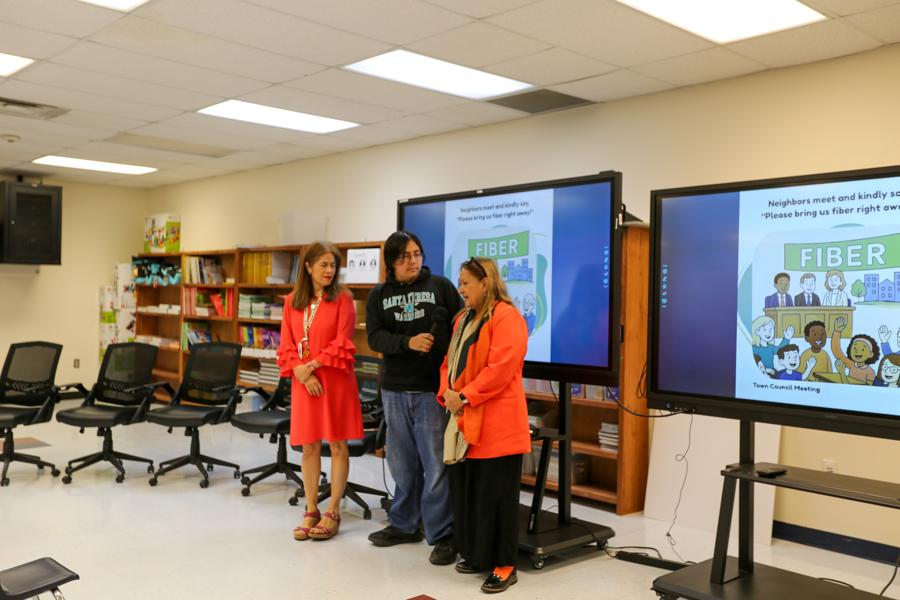 Warrior Media students capture reader interviews after story time.