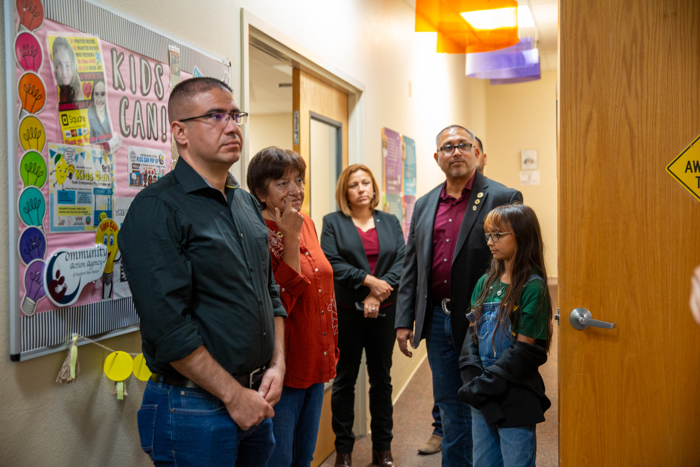 Council members take in the wall displays.